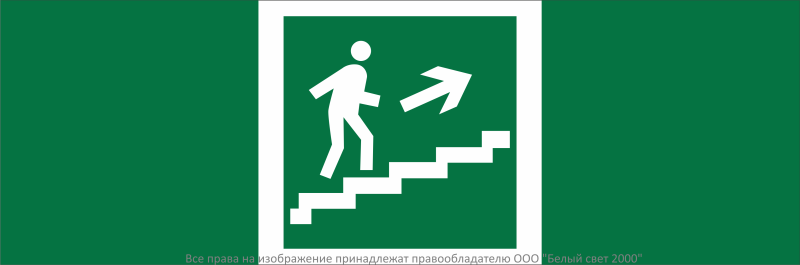 знак безопасности npu-3311.e15 "направление к эвакуационному выходу по лестн. вверх (прав.)" белый свет a32678 от BTSprom.by