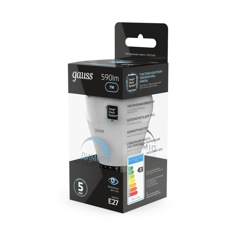 Лампа светодиодная Black 7Вт P45 шар 4100К нейтр. бел. E27 590лм диммир. GAUSS 105102207-D фото в каталоге от BTSprom.by