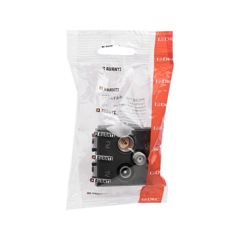  Розетка телевизионная TV/FM/SAT 2мод. Avanti "Черный матовый" модульная DKC 4412532 фото в каталоге от BTSprom.by