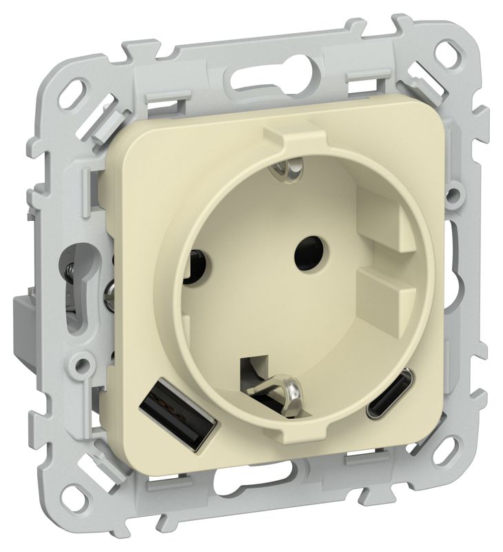 розетка 1-м сп flite рсюшс11-1-флн 16а с usb a+c 20вт с заземл. с защ. шторками безвинтовое крепление механизм навахо iek fi-r14-16-1-u22-020-k87 от BTSprom.by