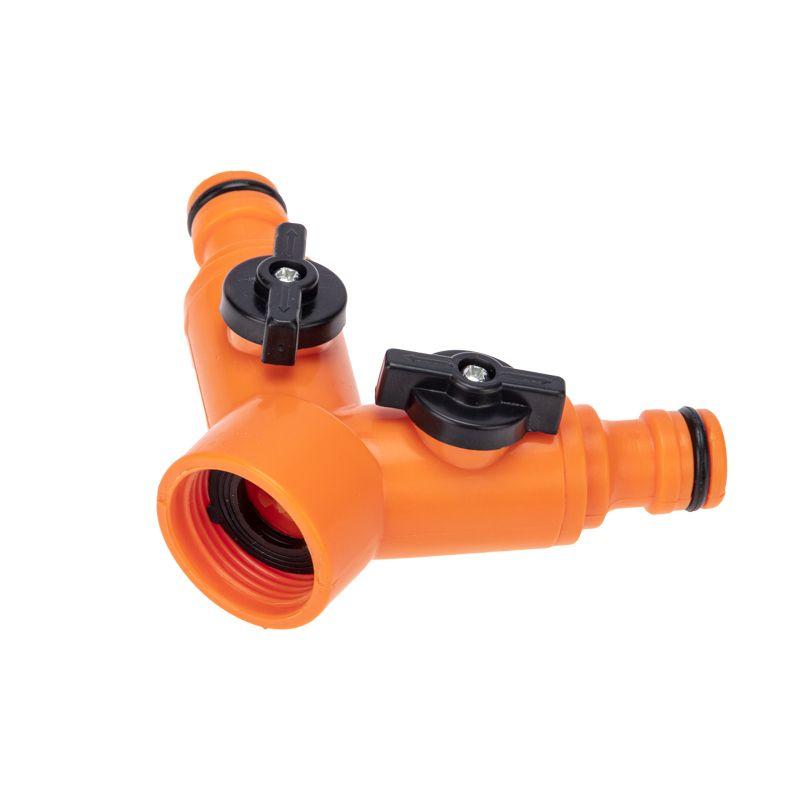  Разветвитель 2-х канальный на кран 3/4-1/2дюйма ЧЕТЫРЕ СЕЗОНА 62-0223 фото в каталоге от BTSprom.by