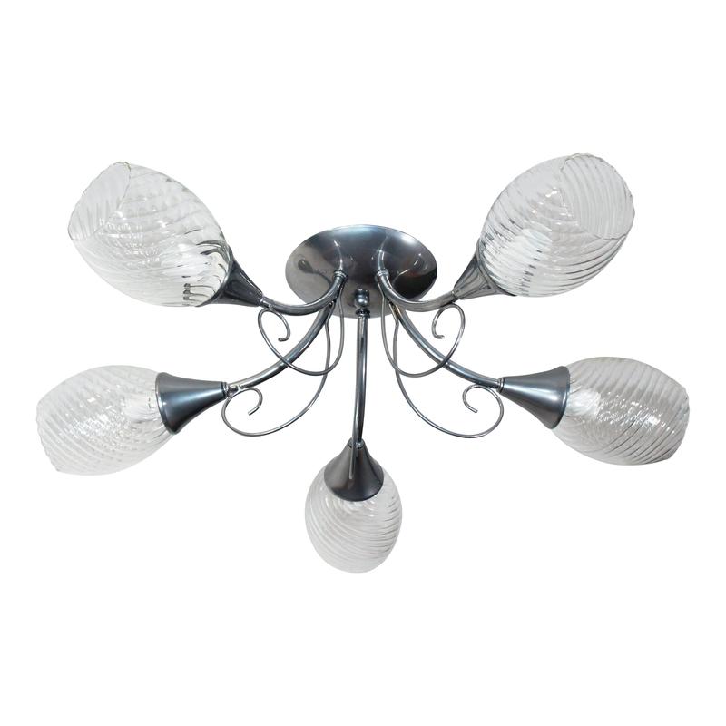 светильник "веста" 151 (плафон 8261) нпб 01-5х60-119 е14 (им) потолочный хром элетех 1005404989 от BTSprom.by