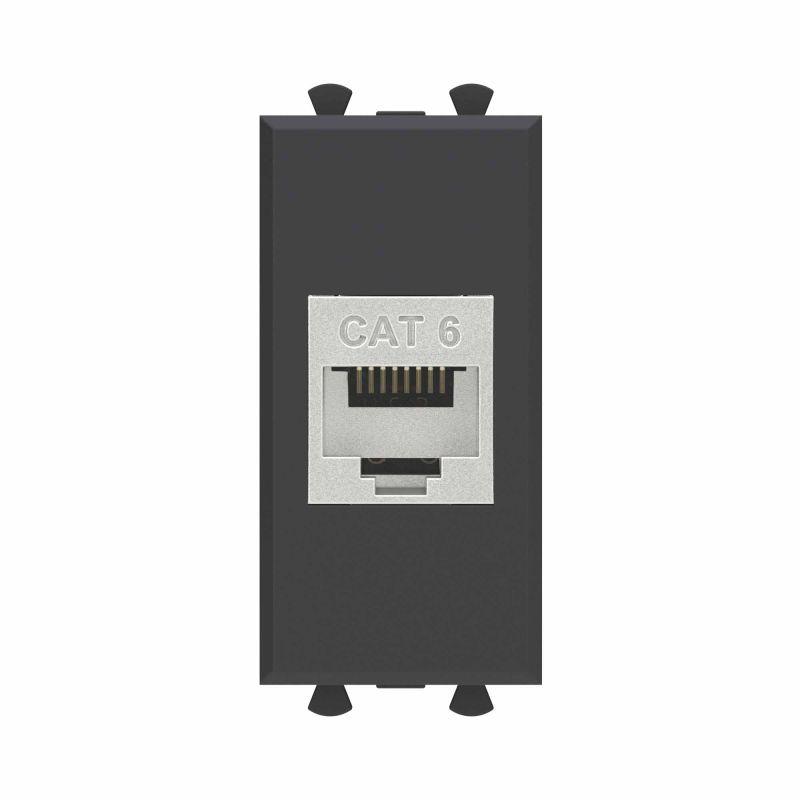розетка компьютерная 1мод. avanti "черный матовый" rj45 кат.6 без шторок экранир. модульная механизм dkc 4412791 от BTSprom.by