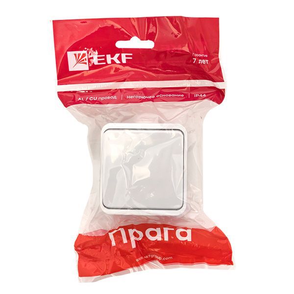  Выключатель 1-кл. ОП Прага 10А IP44 бел. EKF EKV10-021-10-44 фото в каталоге от BTSprom.by