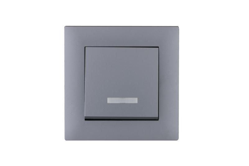 выключатель 1-клав. с подсветкой karea rizz star сер. makel 88065021 от BTSprom.by