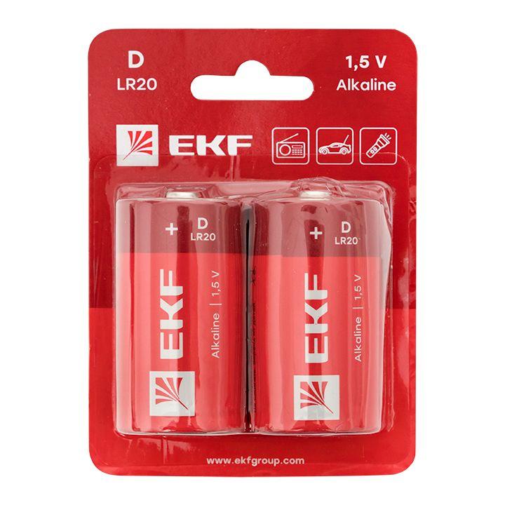 элемент питания алкалиновый d/lr20 (блист.2шт) ekf lr20-bl2 от BTSprom.by