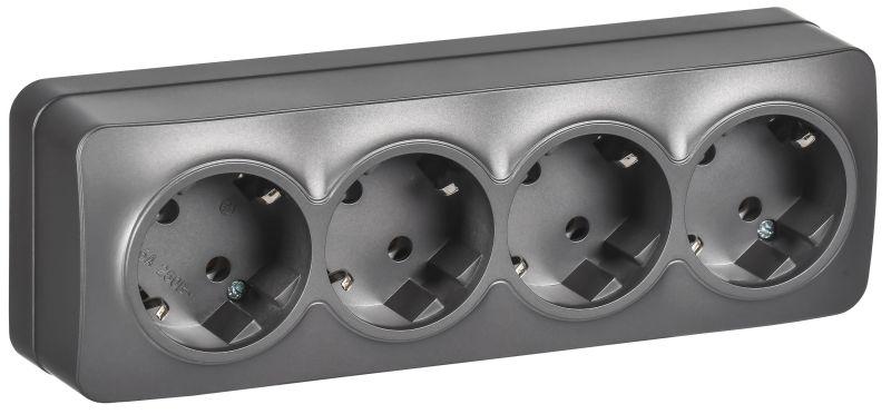 розетка 4-м оп glory рс24-3-хсм 16а с заземл. без защ. шторок сталь матов. iek erh41-k46m-16 от BTSprom.by