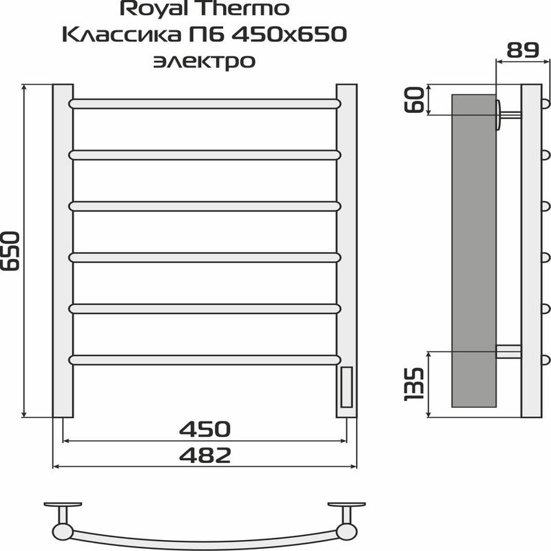  Полотенцесушитель Классика П6 450х650 электро встроен. диммер Royal Thermo НС-1204581 фото в каталоге от BTSprom.by