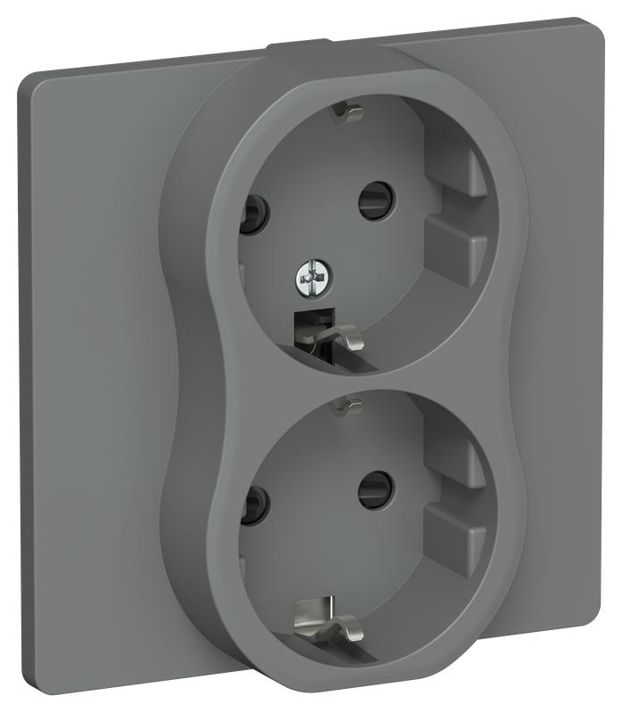 розетка 2-м сп flite рсш12-1-к-флма 16а с заземл. с защ. шторками безвинтовое крепление в сборе механизм мокрый асфальт iek fi-r24c-16-1-k80 от BTSprom.by