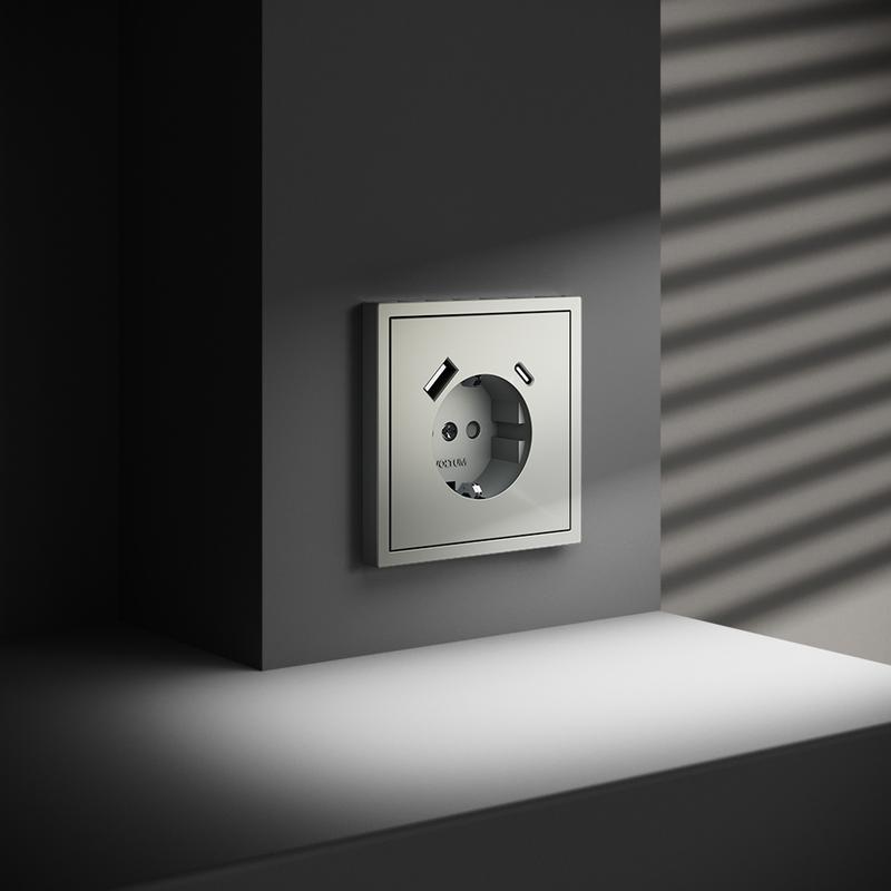  Розетка 1-м СП S70 16А с USB A+С с заземл. защ. шторки механизм сталь Voltum VLS040505 фото в каталоге от BTSprom.by