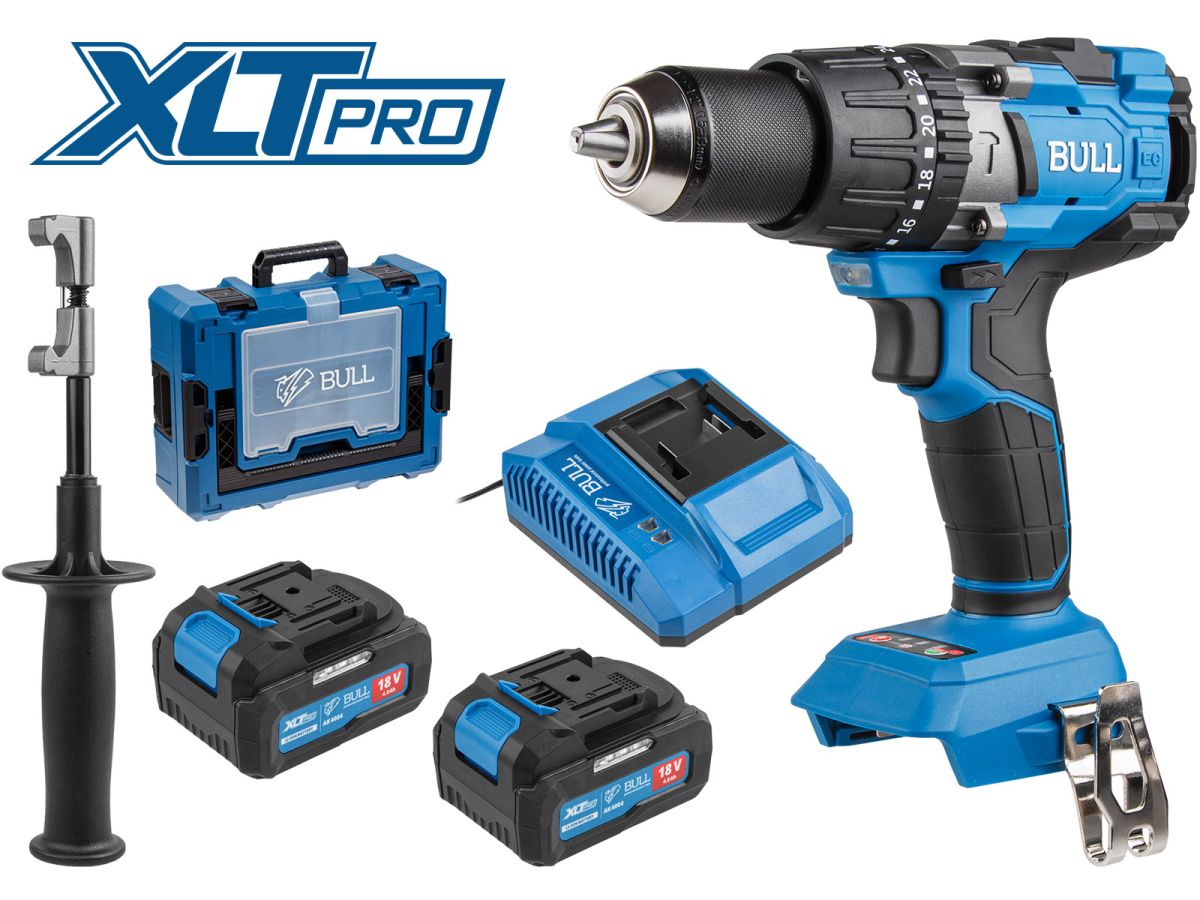 аккум. дрель-шуруповерт bull sr 1805 xcase xltpro, 2х4 а*ч, бесщет., 18 в, 120 н*м, бзп(мет.) 13 мм (доп. функции: ударное сверление, "antikickback", режим "turbo") 1329882 от BTSprom.by