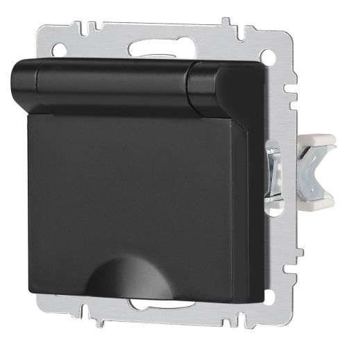  Розетка 1-м СП Accent 6-203-05 16А IP20 250В 2P+E Schuko с крышкой антрацит Intro Б0063747 фото в каталоге от BTSprom.by