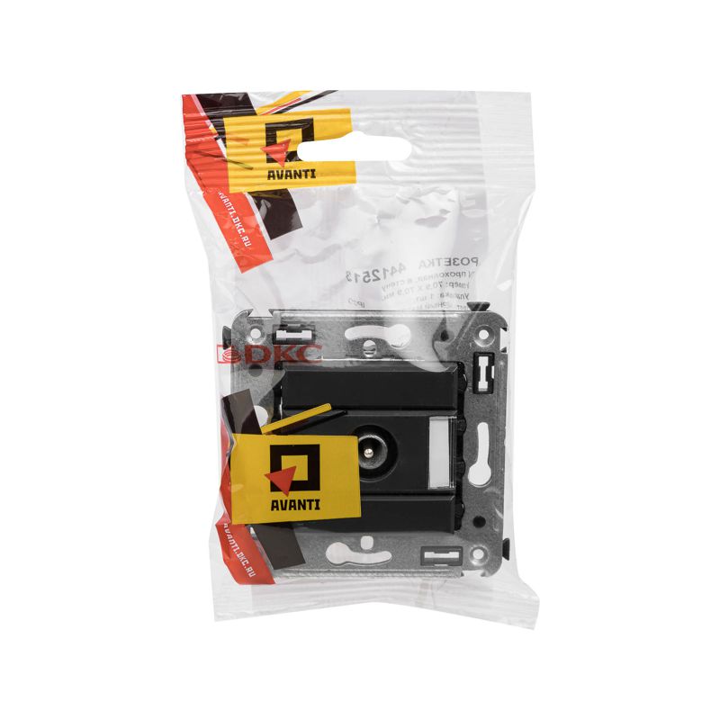  Розетка телевизионная проходная TV СП Avanti "Черный матовый" DKC 4412513 фото в каталоге от BTSprom.by