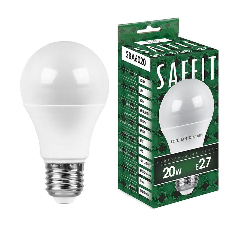 лампа светодиодная 20вт 230в e27 2700к a60 sba6020 saffit 55013 от BTSprom.by