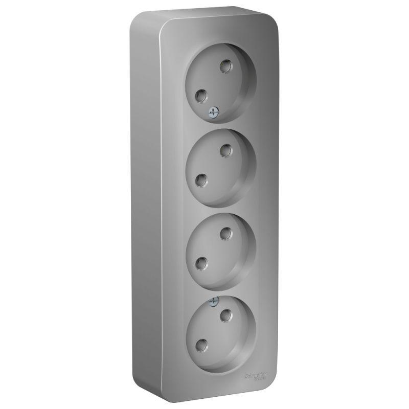 розетка 4-м оп blanca 16а ip20 250в без заземл. без защ. шторок с изолир. пластиной алюм. se blnra000413 от BTSprom.by