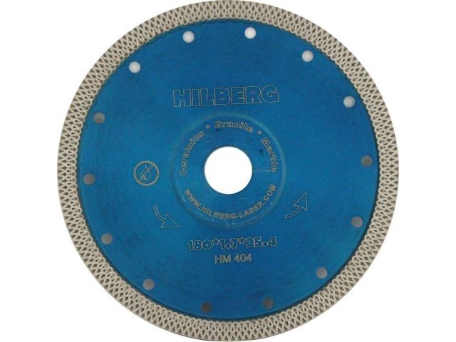 алмазный круг 180х22,23 мм по керамике сплошн.ультратонкий turbo hilberg hm404 от BTSprom.by