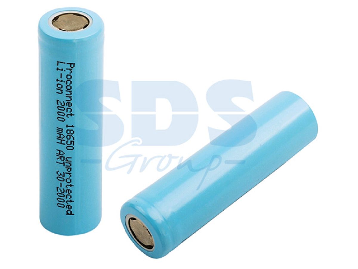 аккумулятор proconnect 18650 unprotected li-ion 2000 mah индивидуальная упаковка 1шт (индивидуальная упаковка 1шт) 30-2000-01 от BTSprom.by