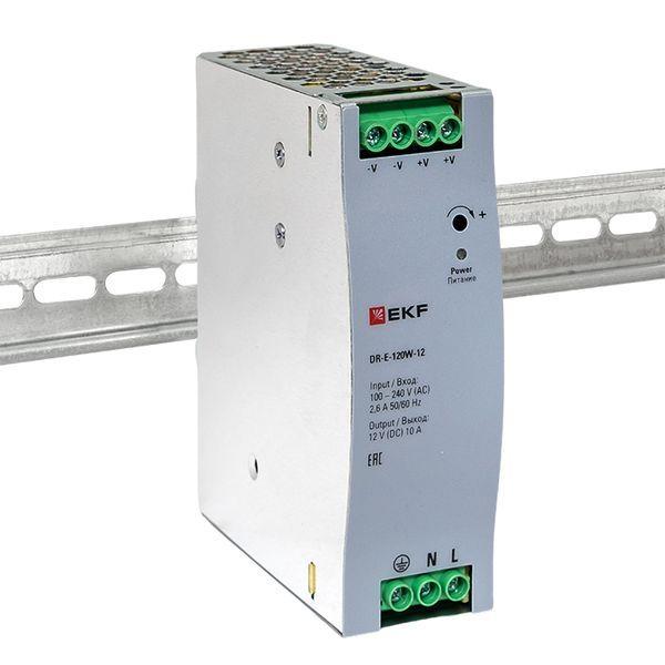  Блок питания на DIN-рейку 120Вт Uвх ~ 220В AC Uвых - 12В DC постоянного тока EKF DR-E-120W-12 фото в каталоге от BTSprom.by