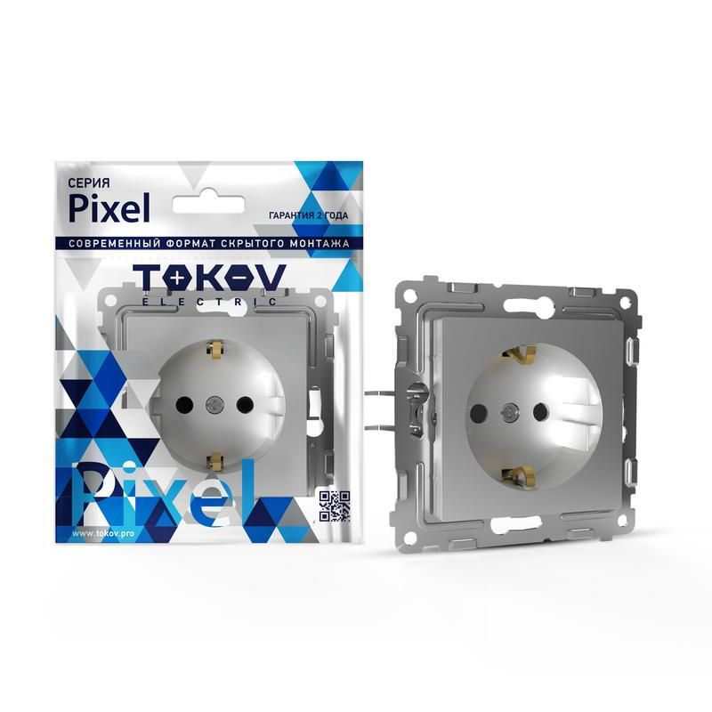 розетка 1-м сп pixel 16а ip20 с заземл. механизм алюм. tokov electric tke-px-r1z-c03 от BTSprom.by