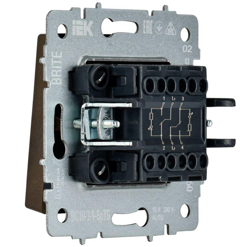  Выключатель 2-кл. BRITE 10А ВС10-2-9-БрТБ для отелей с индик. механизм бронза IEK BR-V20-2-10-K45 фото в каталоге от BTSprom.by