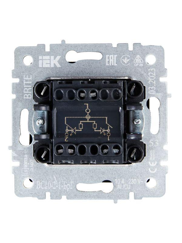  Выключатель 2-кл. СП BRITE ВС10-2-1-БрГ 10А с индик. механизм графит IEK BR-V20-1-10-K53 фото в каталоге от BTSprom.by