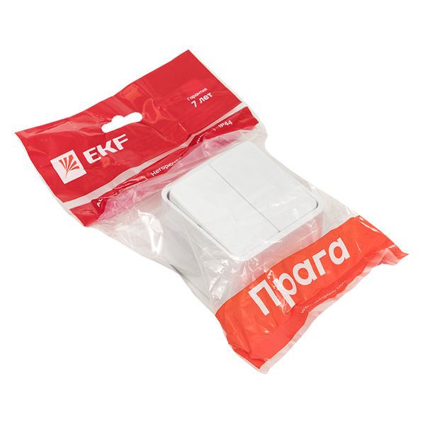  Выключатель 2-кл. ОП Прага 10А IP44 бел. EKF EKV10-023-10-44 фото в каталоге от BTSprom.by