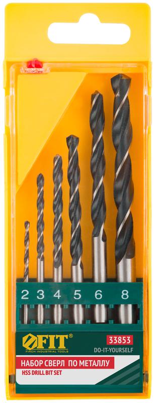  Набор сверл по металлу HSS черненых 6шт ( 2-3-4-5-6-8мм) FIT 33853 фото в каталоге от BTSprom.by