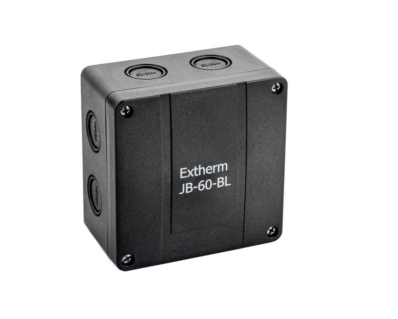 коробка распределительная 110х110х67мм ip65 в комплекте с клеммным рядом 5х6кв.мм 41а черн. extherm jb-60-bl от BTSprom.by