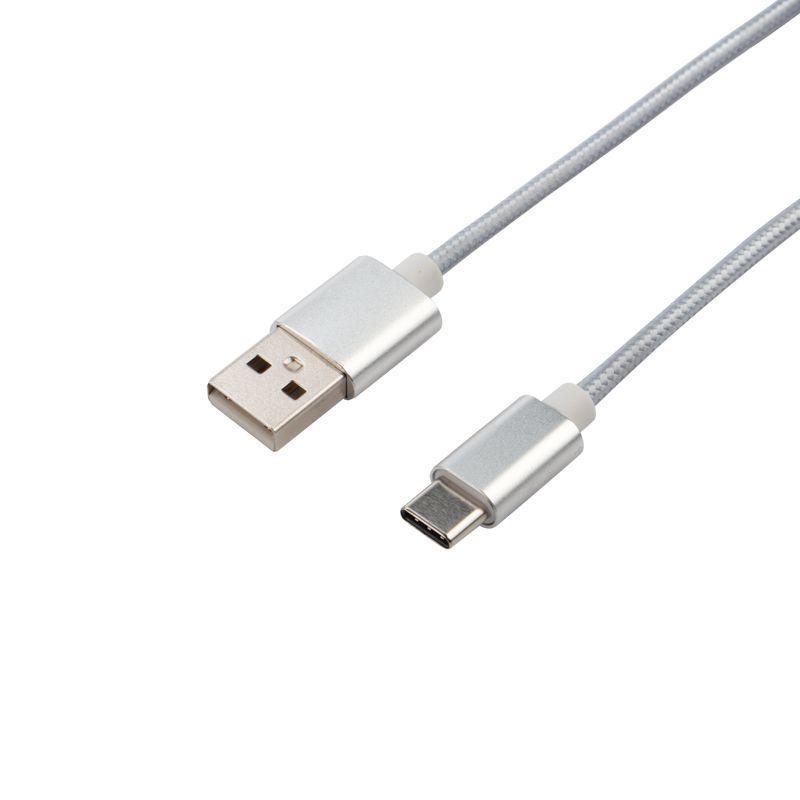  Кабель USB-Type-C 2А 1м серебристая нейлоновая оплетка Rexant 18-1899 фото в каталоге от BTSprom.by