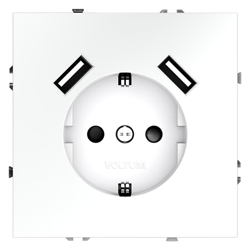 розетка 1-м сп s70 16а с usb a+a с заземл. защ. шторки механизм бел. матов. voltum vls040402 от BTSprom.by