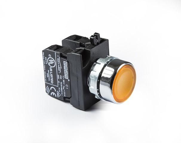 кнопка нажимная круглая cm102ds (1но+1нз) желт. emas cm102ds от BTSprom.by