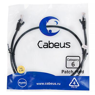 патч-корд u/utp кат.6 pc-utp-rj45-cat.6-1m-bk 2xrj45/8p8c неэкранир. pvc 1м черн. cabeus 8663c от BTSprom.by