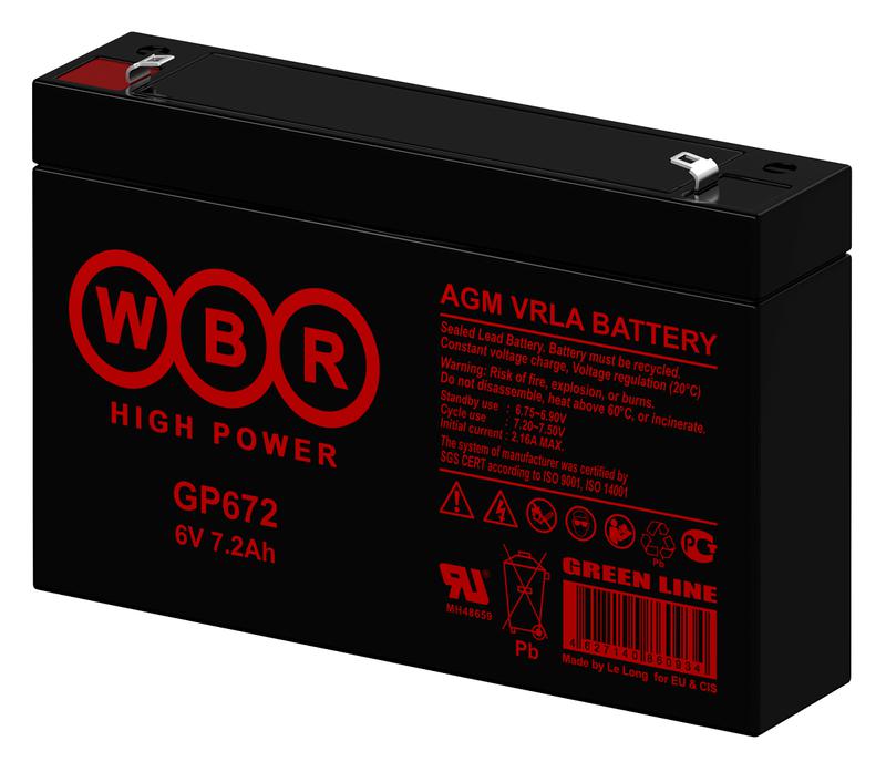 Аккумулятор 6В 7.2А.ч WBR GP672 WBR фото в каталоге от BTSprom.by