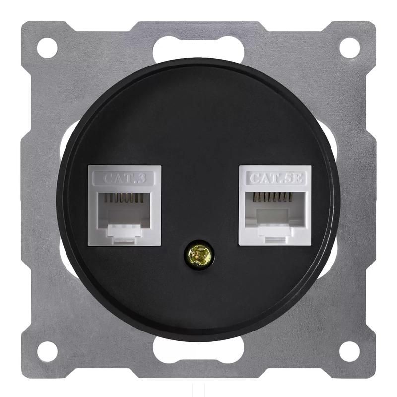 розетка компьютерная + телефонная 2-м сп florence rj45 + rj11 кат.5e механизм черн. (1e20801303) onekeyelectro 2172817 от BTSprom.by