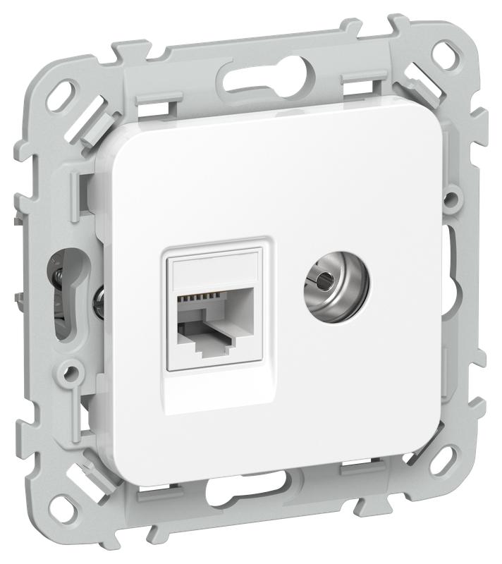 розетка 2-м сп flite рктв5е-2-0-флб rj45/tv кат.5e utp механизм бел. iek fi-ak22-1-k01 от BTSprom.by