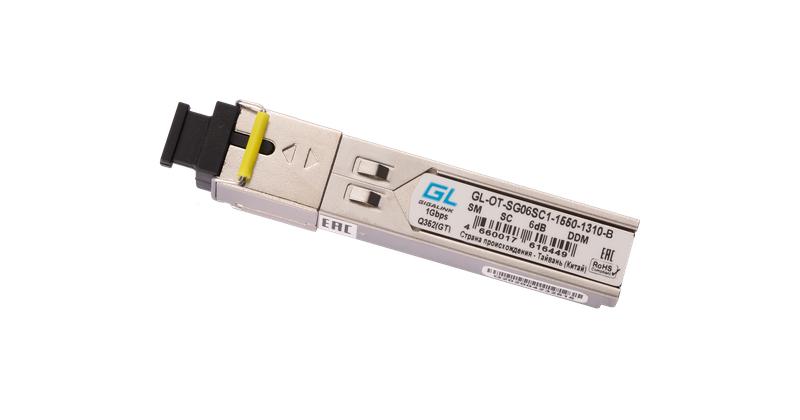 модуль sfp wdm 155mb/1.25gb/s одно волокно sm sc tx:1550/rx:1310нм 6дб до 3км gigalink gl-ot-sg06sc1-1550-1310-b от BTSprom.by