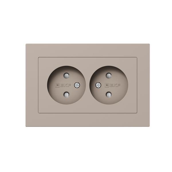 розетка 2-м сп эпика 16а без заземл. защ. шторки с рамкой механизм крем. ekf up1-soi-201 от BTSprom.by