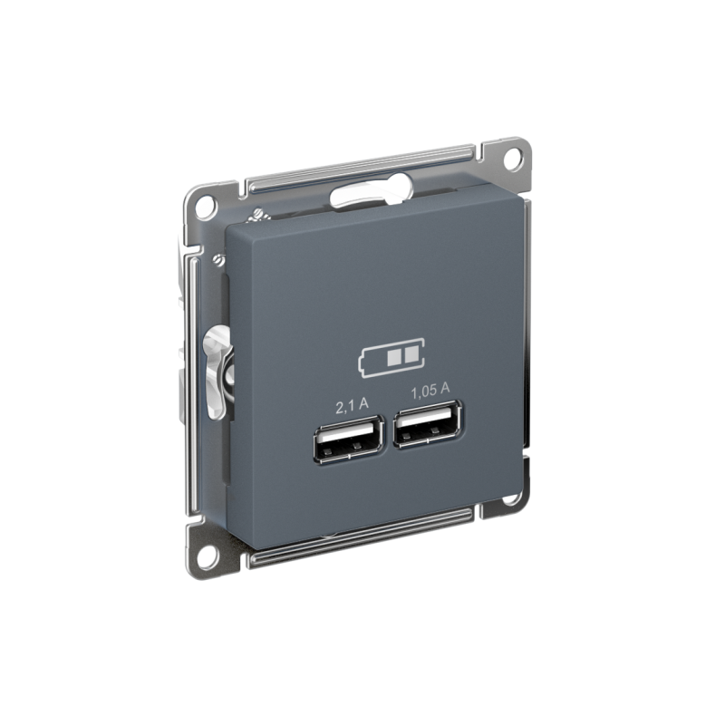 розетка usb atlasdesign тип a+a 5в 1х2.1а 2х1.05а механизм грифель se atn000733 от BTSprom.by
