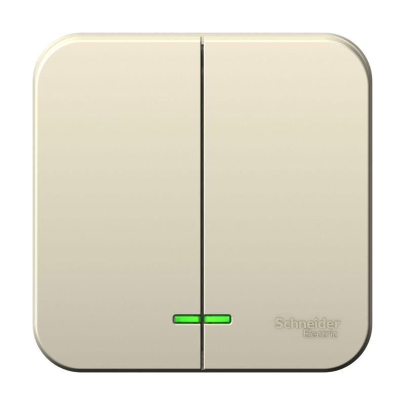 выключатель 2-кл. оп blanca 10а ip20 (сх. 5) 250в с подсветкой молочн. se blnva105102 от BTSprom.by