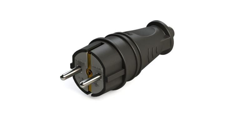 вилка прямая multiset 16а 250в ip44 с заземл. каучук черн. se mst4001bk от BTSprom.by