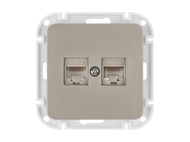 розетка 2-ая компьютерная (скрытая) песочная, astrum, bylectrica рк216-6512 песочн от BTSprom.by