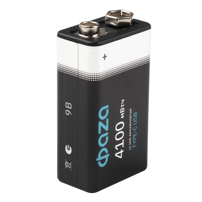  Аккумулятор литиевый "крона" 9В Li-Ion 4100мВт.ч 455мА.ч зарядка от Type-C шнур в комплекте BL-2 (уп.2шт) ФАZА 5061699 фото в каталоге от BTSprom.by