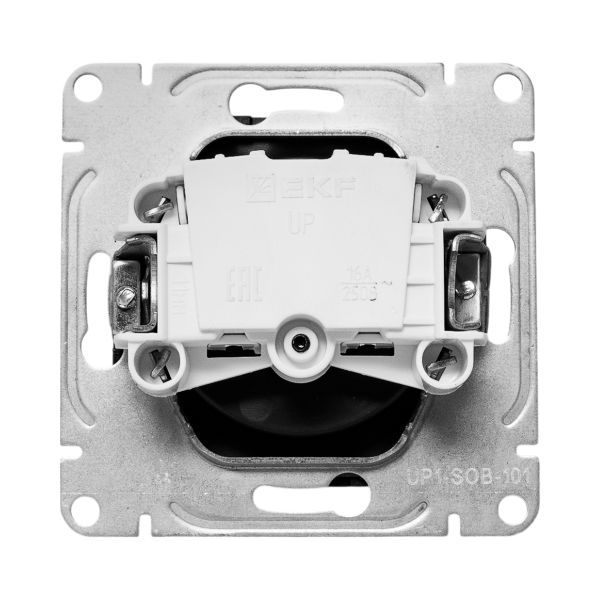  Розетка СП Эпика 16А без заземл. защ. шторки механизм черн. EKF UP1-SOB-101 фото в каталоге от BTSprom.by