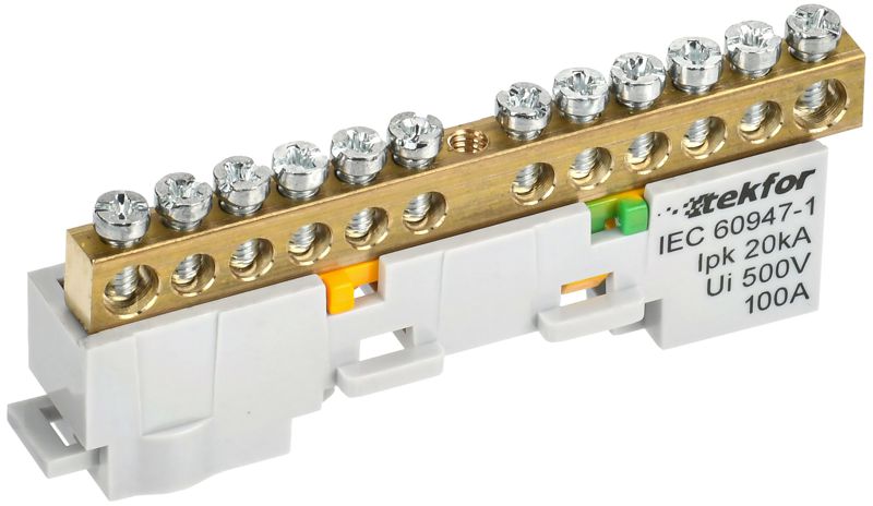 шина pe "земля" неизол. на универс. держ. 6х9-12-ж tekfor iek tf-nn10-12-dl-k05 от BTSprom.by