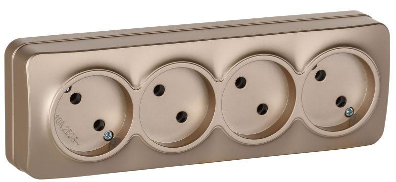 розетка 4-м оп glory рс24-2-хшм 10а без заземл. без защ. шторок шампань матов. iek erh40-k37m-10 от BTSprom.by