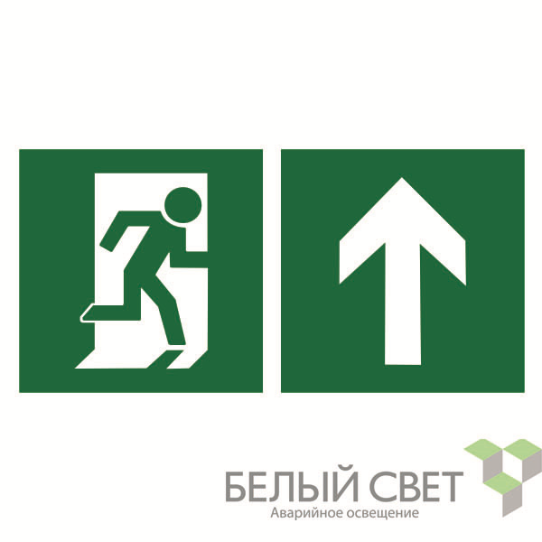 знак безопасности bl-2915b.e38"напр. к эвакуационному выходу прямо" белый свет a18172 от BTSprom.by