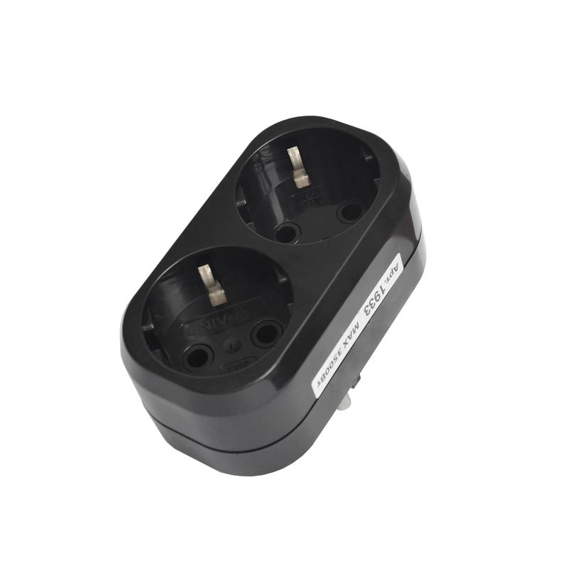 разветвитель 2-м с заземл. 16а плоский черн. universal 1933 от BTSprom.by