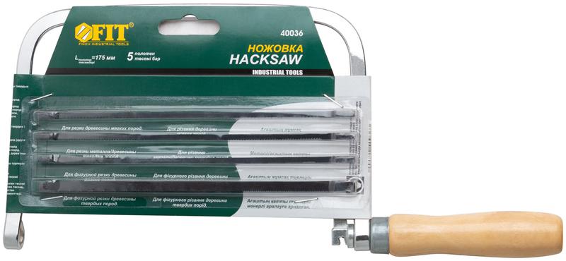  Ножовка по металлу и дереву 175мм с глубокой рамкой + 5 запасных полотен FIT 40036 фото в каталоге от BTSprom.by