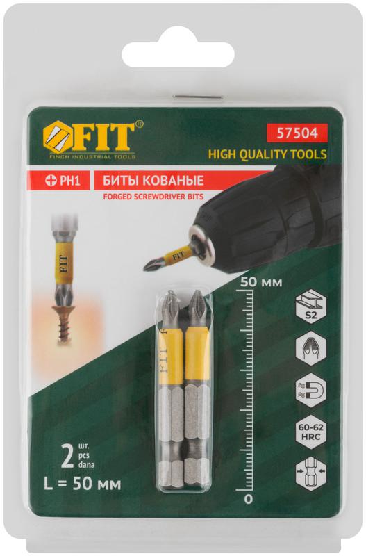  Набор бит кованые сталь S2 односторонние 50мм PH1 профи блистер (уп.2шт) FIT 57504 фото в каталоге от BTSprom.by