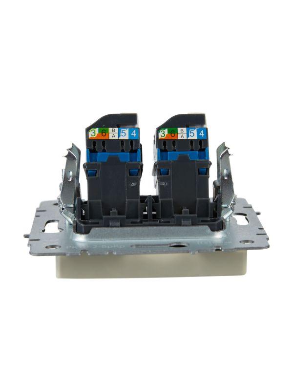  Розетка компьютерная двойн. СП RJ45 кат.6 BRITE РК11-2-БрКр механизм беж. IEK BR-K20-2-K10 фото в каталоге от BTSprom.by